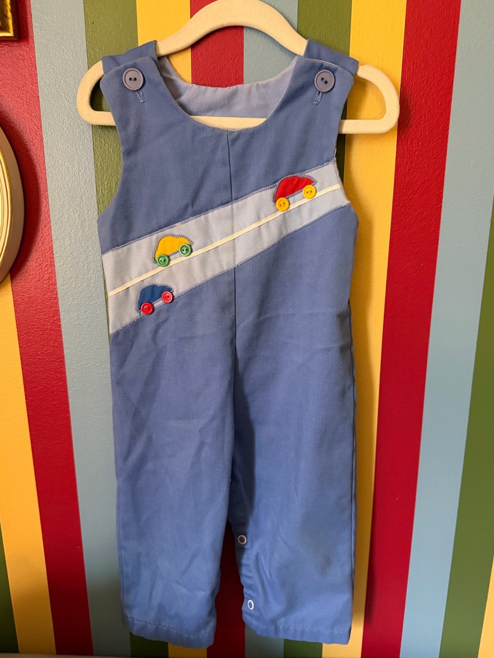 Vintage 1980’s By Thomas Toddler Longalls with Car Appliqués